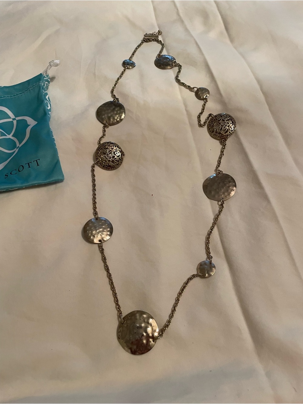 Kendra Scott Silver Hammered and Filigree Station Necklace
